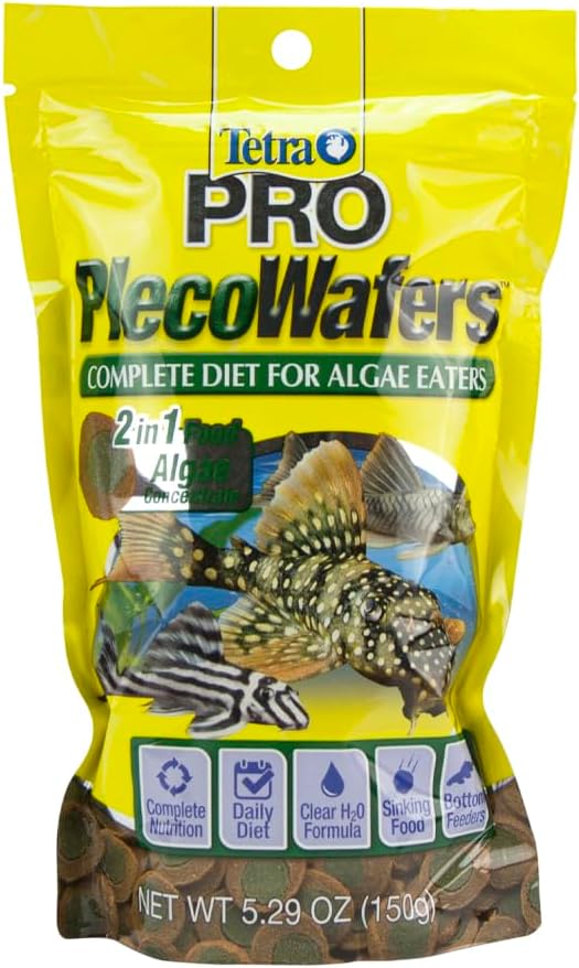 Tetra PRO PlecoWafers 5.29 Ounces, Nutritionally Balanced Vegetarian Fish Food for Bottom Feeders, Concentrated Algae Center